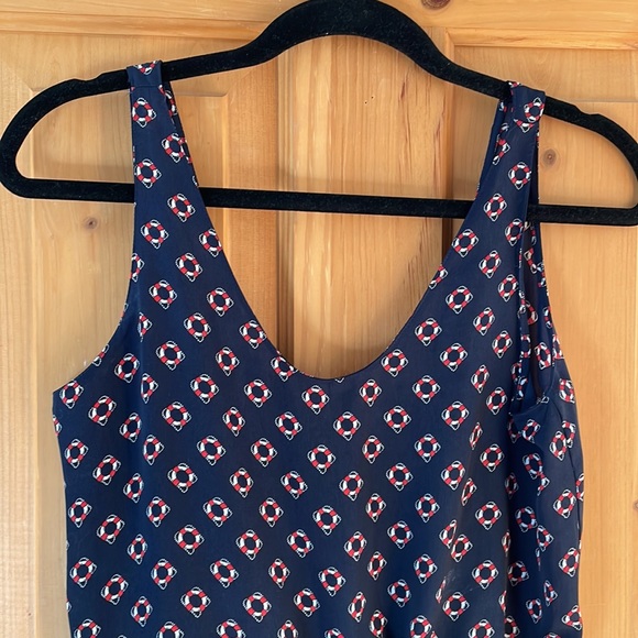 Zara Nautical Navy Silky Printed Peplum Tank Top, size S - Picture 2 of 5